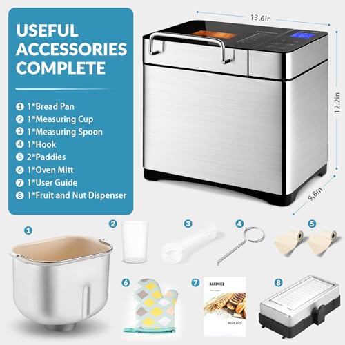 Premium Stainless Steel Bread Maker, 17-in-1, Gluten Free