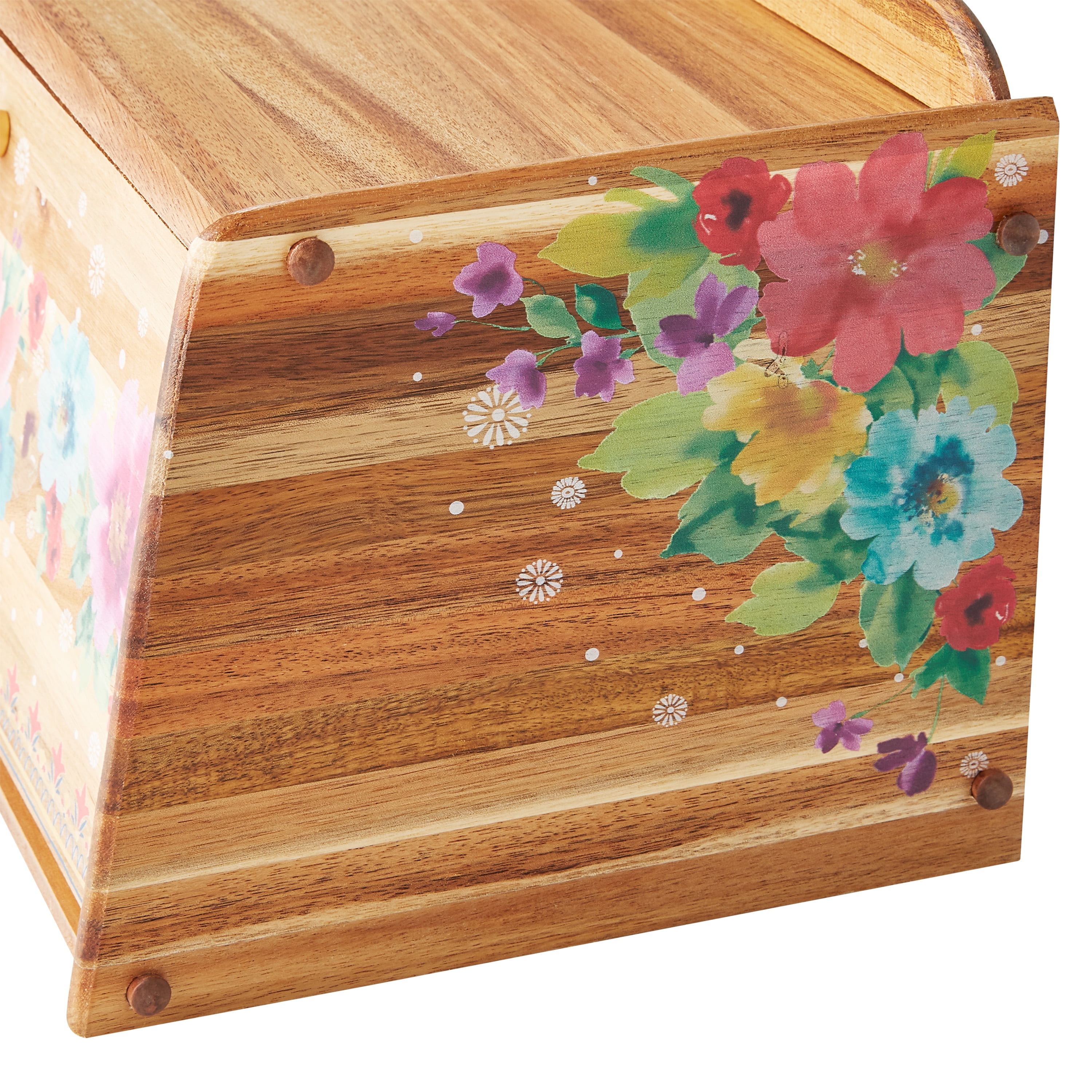 The Pioneer Woman Brown Acacia Bread Box