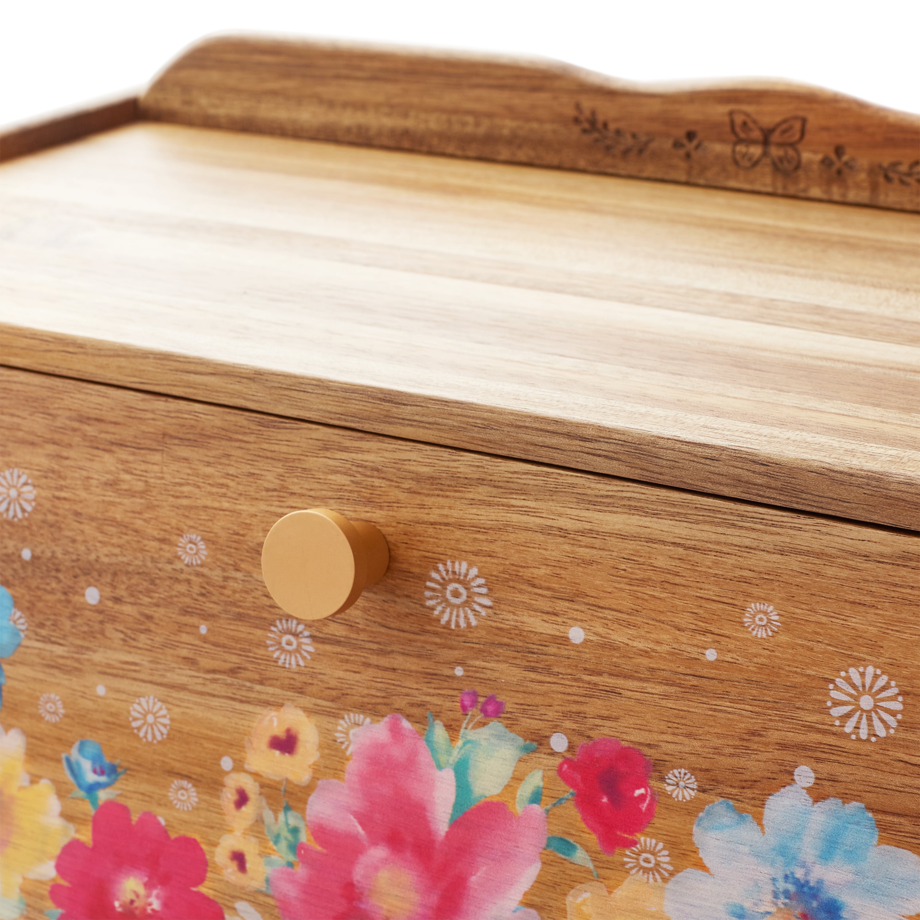 The Pioneer Woman Brown Acacia Bread Box