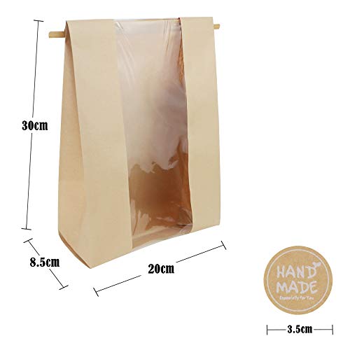 50 Pack Kraft Bread Bags with Window