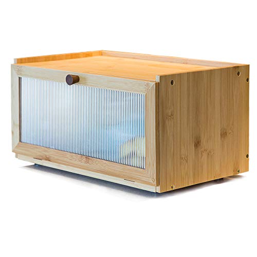 ETMI Bamboo Farmhouse Bread Box with Window