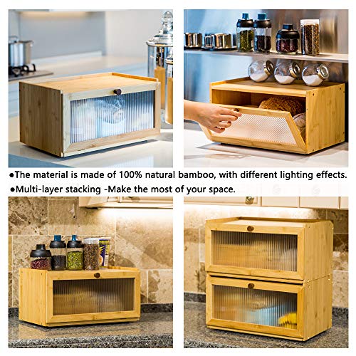 ETMI Bamboo Farmhouse Bread Box with Window