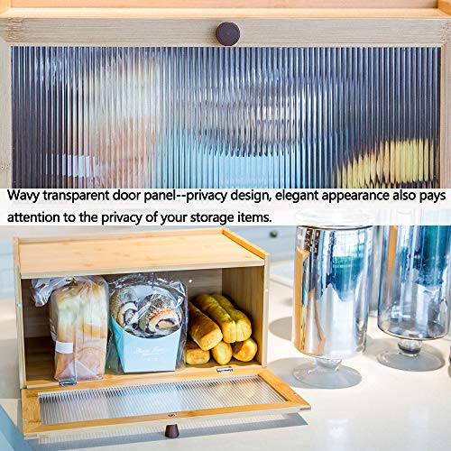 ETMI Bamboo Farmhouse Bread Box with Window