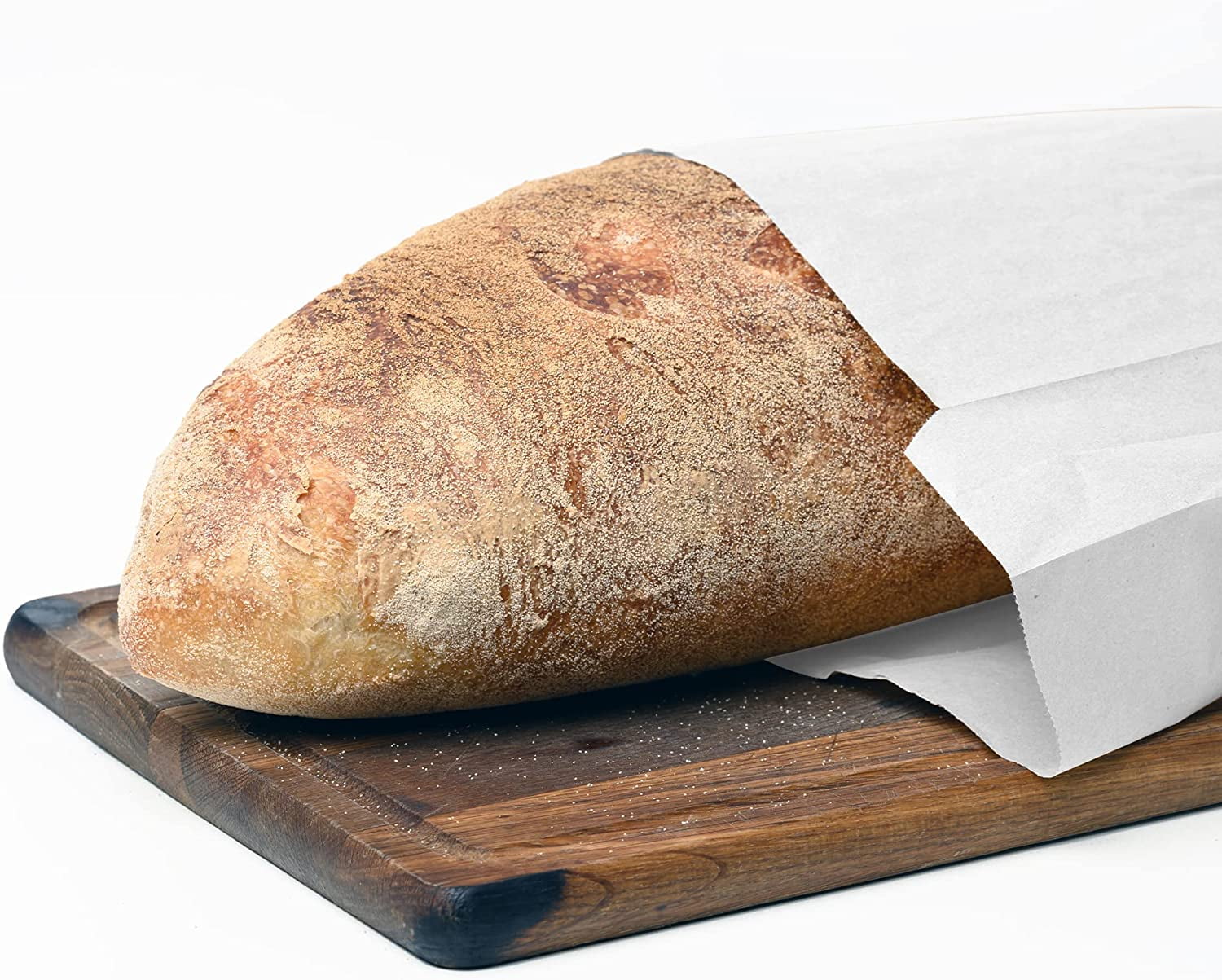 50 White Paper Bread Bags - 5.25" x 3.25" x 18
