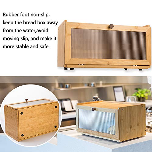 ETMI Bamboo Farmhouse Bread Box with Window