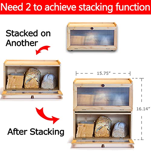 ETMI Bamboo Farmhouse Bread Box with Window