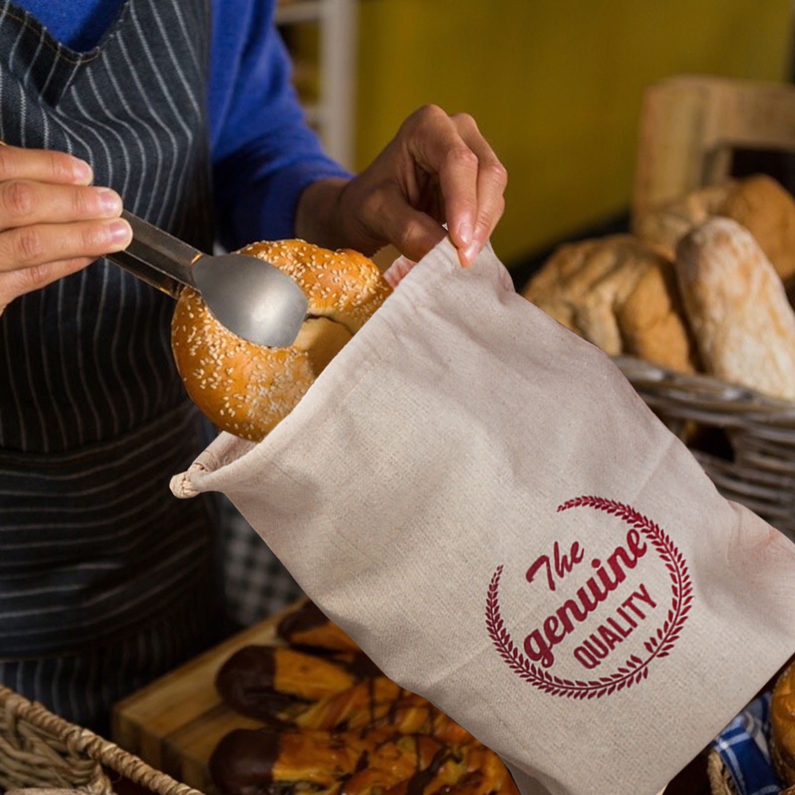 Linen Bread Bags with Tie, Pack of 4