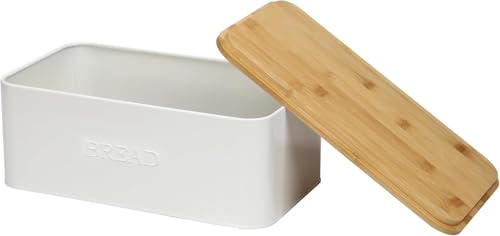 White Bread Box with Cutting Board Lid for Kitchen