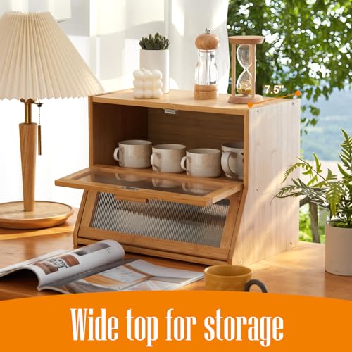 Bamboo Double Layer Bread Box with Acrylic Panel
