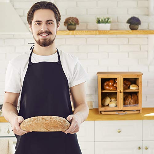 Rustic Bamboo Bread Box with Adjustable Shelf and Accessories