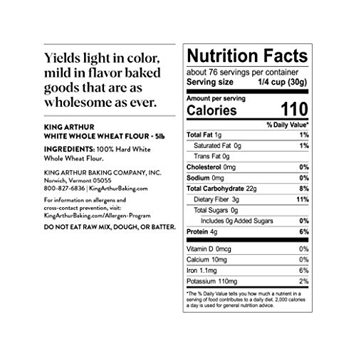 King Arthur White Whole Wheat Flour, 100% Whole Grain