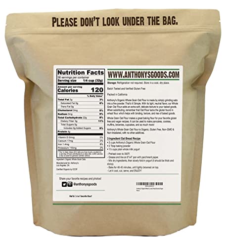 Anthony's Organic Whole Grain Oat Flour, 4 lb