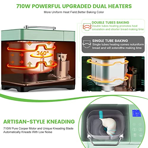 Ceramic Pan Bread Machine with Dual Heaters & More