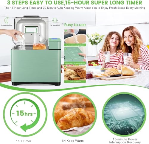 Ceramic Pan Bread Machine with Dual Heaters & More