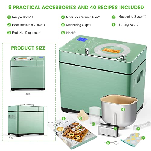 Ceramic Pan Bread Machine with Dual Heaters & More
