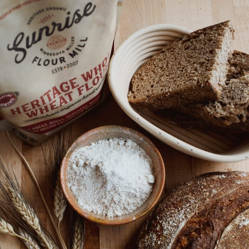 Sunrise Flour Mill Organic Heritage Whole Wheat Flour - 5 lbs | Milled & Shipped within 10 Days | Easier to Digest with Less Bloating | No Bleaching or Bromating | Zero Additives