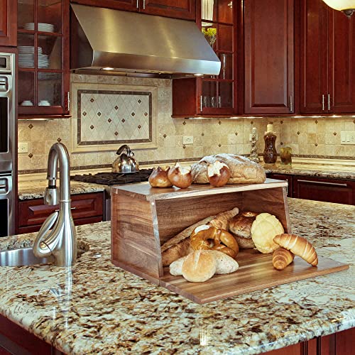 Acacia Wood Bread Storage Bin Organizer