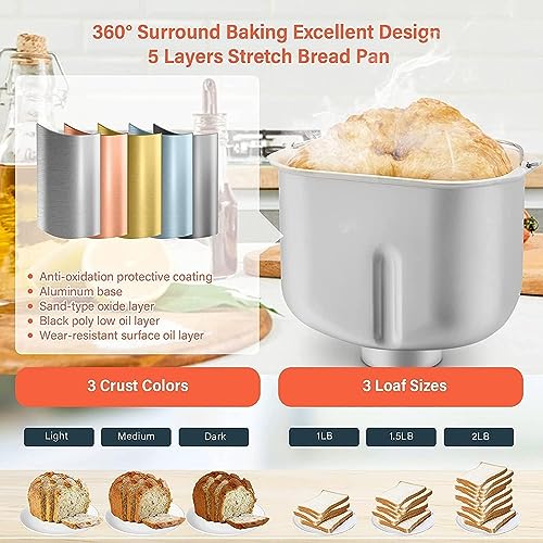 KBS 2LB Automatic Bread Machine Stainless Steel, Ceramic Pan