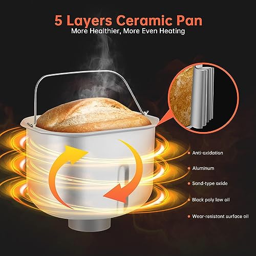 KBS 2LB Automatic Bread Machine Stainless Steel, Ceramic Pan