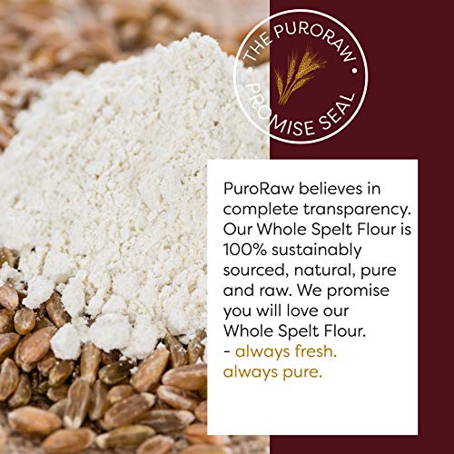 PuroRaw Whole Grain Spelt Flour, 2lbs, All Natural