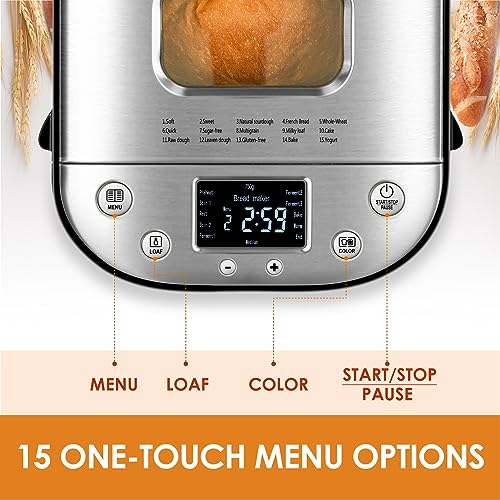 15-in-1 Stainless Steel Bread Maker with Homemade Recipes