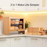 Bamboo Bread Box with Slicer and Window