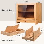 Bamboo Bread Box with Slicer and Window