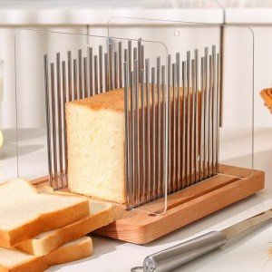 Adjustable Bread Slicer with Stainless Steel Guide