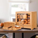 Bamboo Bread Box with Slicer and Window