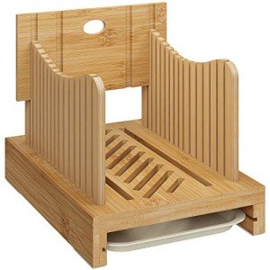 Bamboo Bread Slicer with Adjustable Cutting Guides