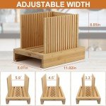 Adjustable Bamboo Bread Slicer with Wooden Cutting Board