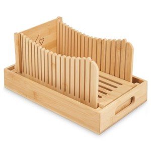Adjustable Bamboo Bread Slicer with Crumb Tray