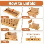 Bamboo Bread Slicer with Adjustable Width Guide