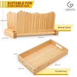 Adjustable Bamboo Bread Slicer with Crumb Tray
