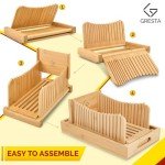 Adjustable Bamboo Bread Slicer with Crumb Tray