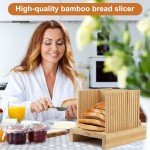 Adjustable Bamboo Bread Slicer with Wooden Cutting Board