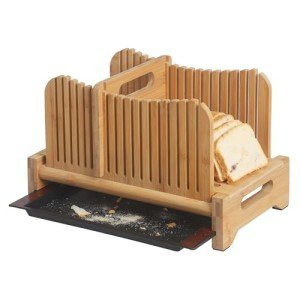 Bamboo Bread Slicer with Crumb Tray and Thickness Guide