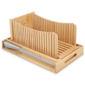 Adjustable Bamboo Bread Slicer with Crumb Tray