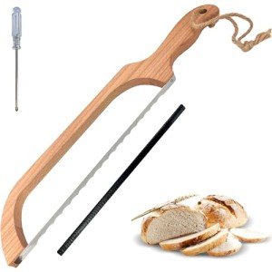 Wooden Bread Slicer with Serrated Stainless Steel Blade