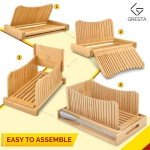 Adjustable Bamboo Bread Slicer with Crumb Tray