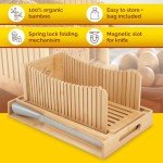 Adjustable Bamboo Bread Slicer with Crumb Tray