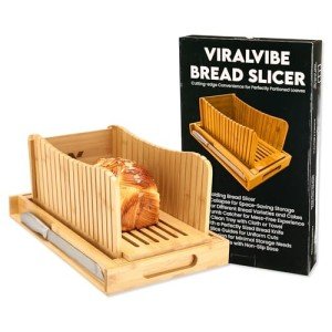 Adjustable Foldable Bread Slicer with Knife & Tray