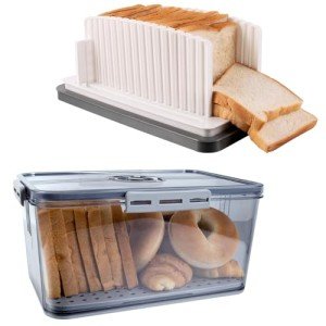 Airtight Bread Box with Slicer for Homemade Bread