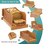 Adjustable Bamboo Bread Slicer with Folding Board