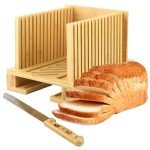Foldable Bamboo Bread Slicer with Adjustable Guide