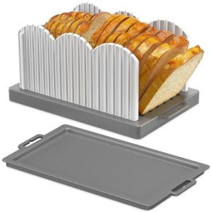 Adjustable Bread Slicer with Crumb Tray - Gray
