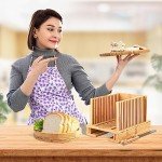 Foldable Bamboo Bread Slicer with Adjustable Guide