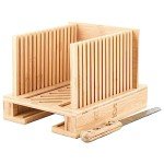 Foldable Bamboo Bread Slicer with Adjustable Guide