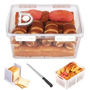 Extra Large Airtight Bread Box with Slicer Set