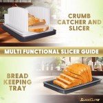 Adjustable Bread Slicer with Crumb Tray & Knife